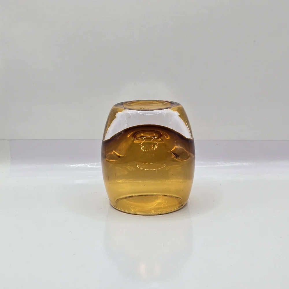 Crate & Barrel Heavy Glass Amber Topaz Glass Votive Candle Holders Poland 3